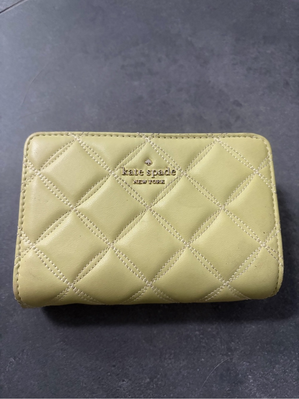 Kate Spade Natalia Frosty Lime Quilted Leather Bifold Wallet
